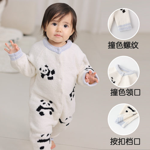 WHYLOOK 半边绒婴儿连体衣春秋睡衣爬爬服宝宝衣服保暖居家防静电 - 图3