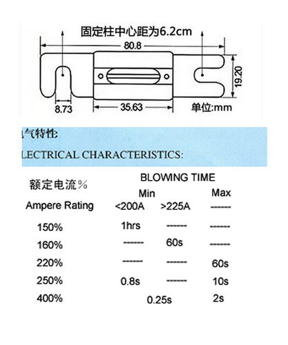 大号叉栓汽车保险片 叉车房车50A80A100A120A150A200A250A300A400 - 图0