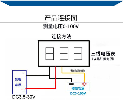 0.28寸超小数字直流电压表头 数显 可调 三线DC0-100V 电瓶电压表 - 图3