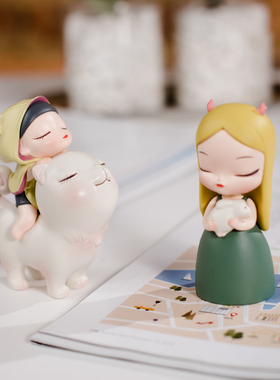白夜童话迷你可爱风玩偶少女摆件
