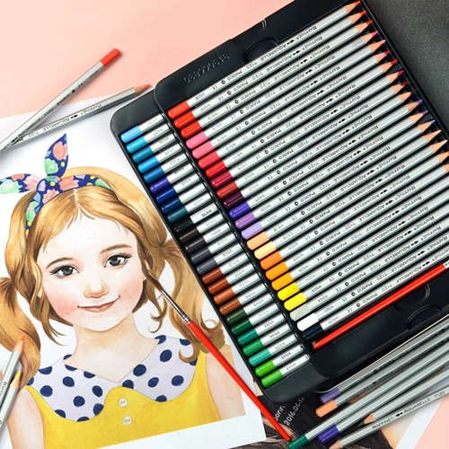 Водорастворимый профессиональный художественный карандаш для школьников, кисть, комплект, 24 цветов, 36 цветов, 48 цветов, 72 цветов, подходит для начинающих, ручная роспись