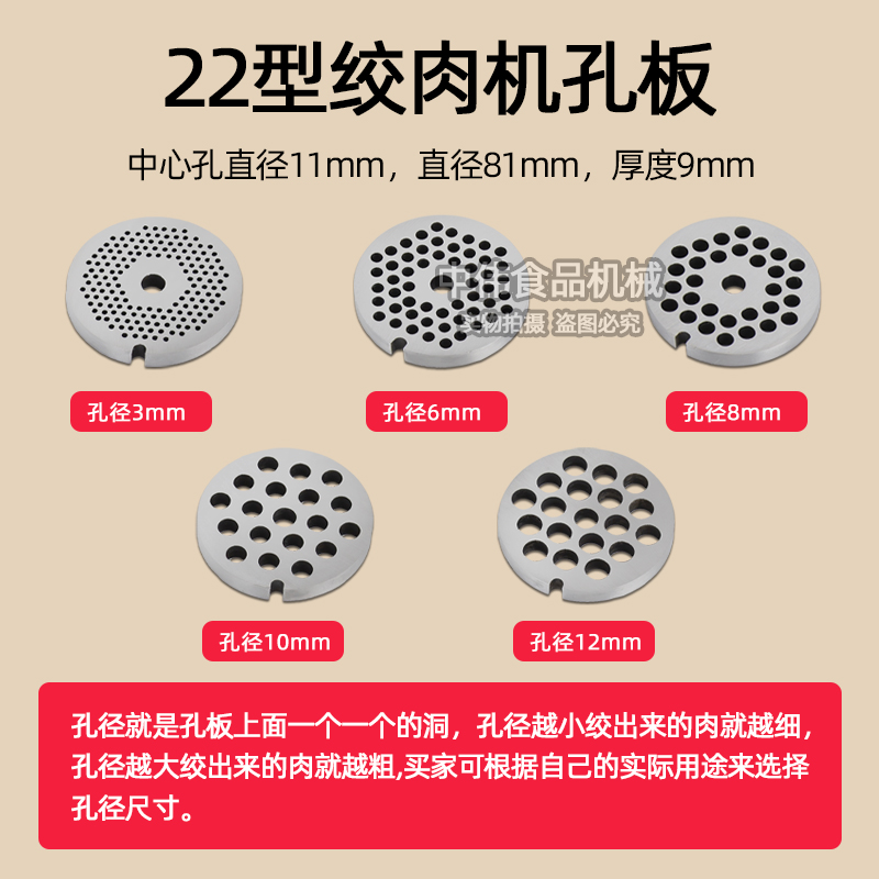 成辉恒基隆新通力北江信丰鼎丰盛12型22绞肉机配件绞龙螺帽三通刀 - 图2