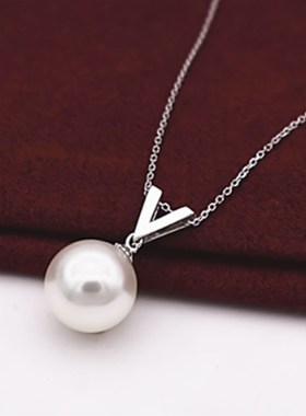 字型贝壳珠吊白色时尚百搭项链坠