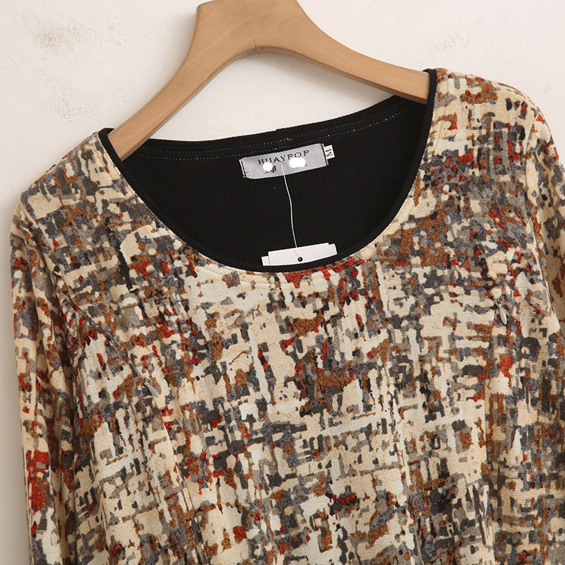 可喂奶秋季新款复古文艺风印花裙子女士百搭宽松显瘦长袖连衣裙,淘宝优惠券,粉丝福利购,淘宝优惠卷