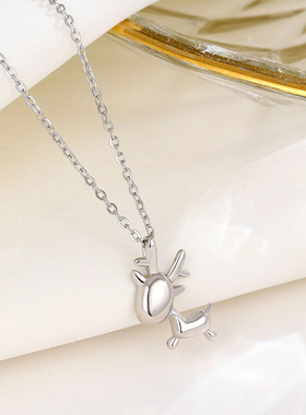 ins简约风饰品s925纯银迷你小鹿项链韩系气质个性女款麋鹿锁骨链