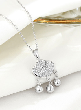 s925纯银时尚优雅圆珠平安锁项链