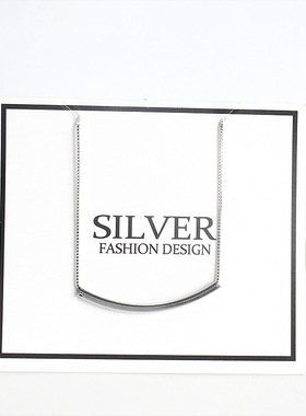 ins气质简约风饰品s925纯银一字方管项链韩国笑脸smile锁骨链女饰