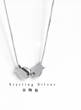 s925纯银双鱼项链韩版CHIC简约女