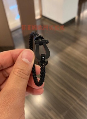 FRED斐登Force 10马蹄扣黑色钛钢手链大号黑武士男女时尚手环礼物