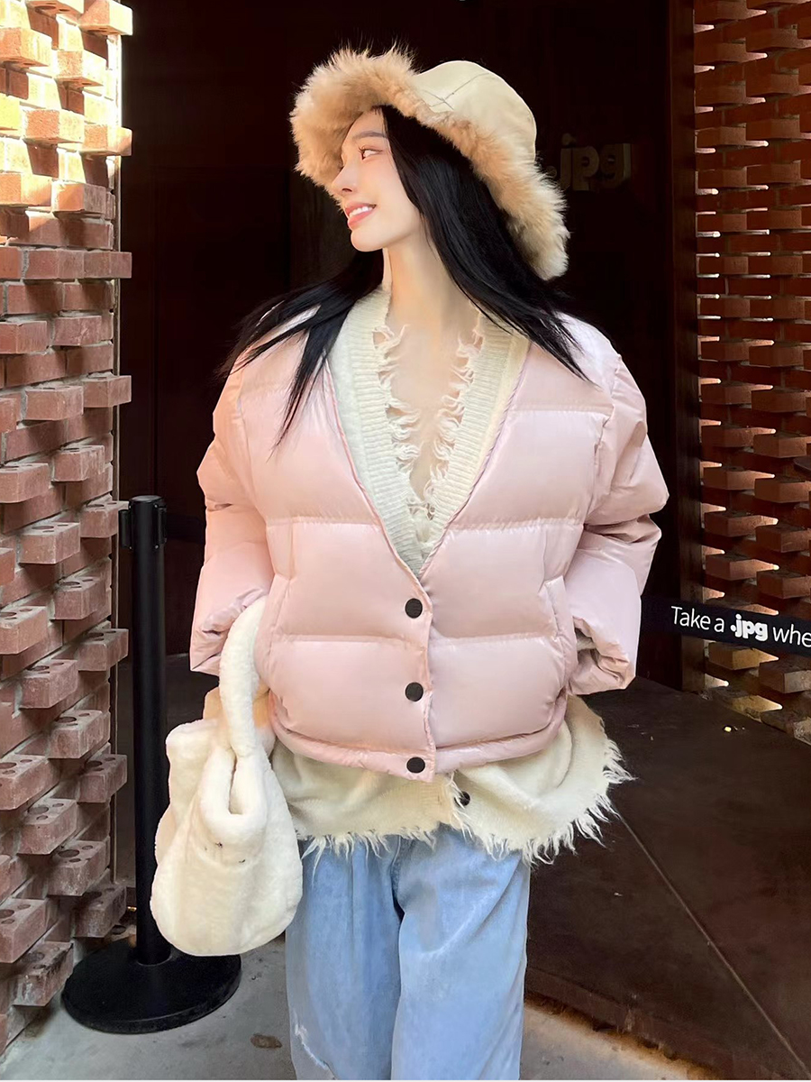 官方授权JacFLeurant拼接破坏针织冬季加厚假两件羽绒服外套女装-图2