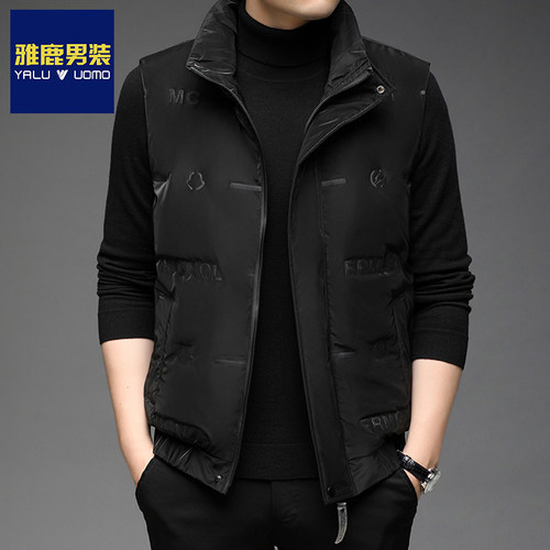 雅鹿男装羽绒马甲男2025年冬季青年保暖防风亮面免洗外穿马夹外套 - 图1