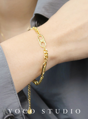 YOCOSTUDIO女纯银欧美镀金手链