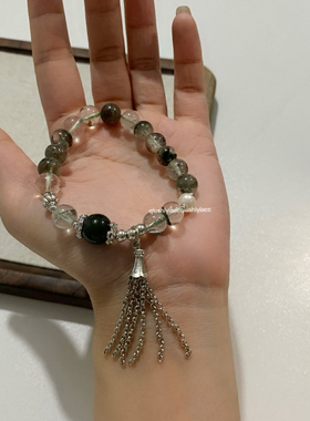 秋十一Acc 新中式绿幽灵珠珠流苏手链