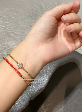 元旦星晴金色编织钻钻双层手链