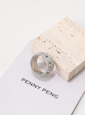 雕花素戒银色万花筒戒指