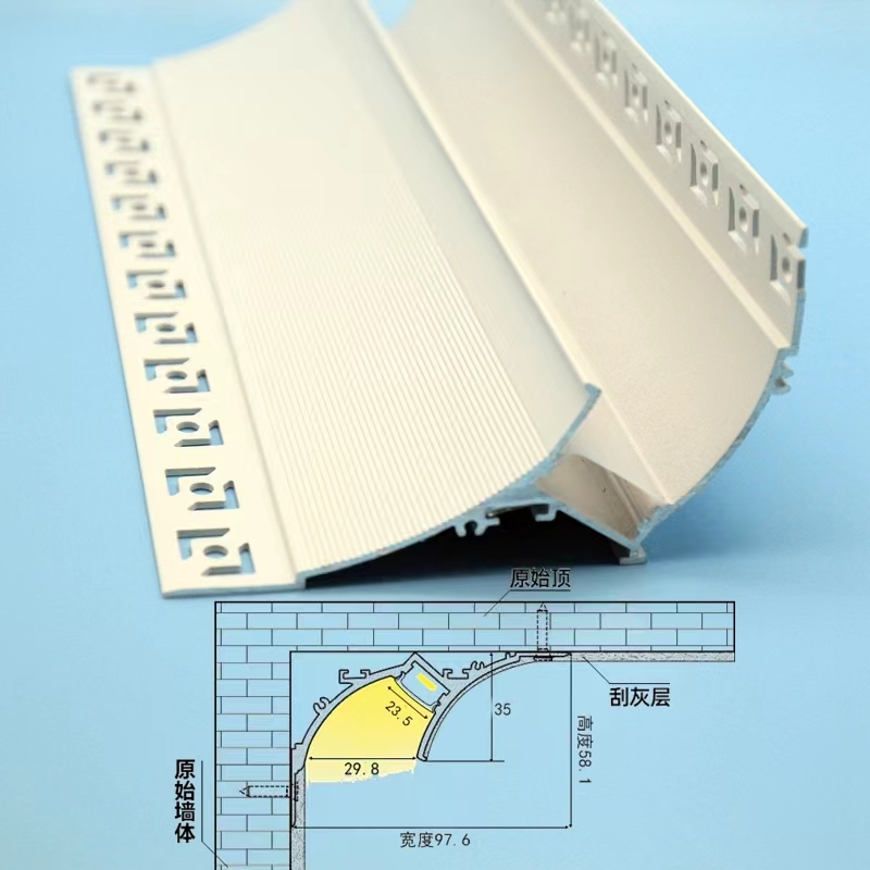 明装免吊顶洗墙灯石膏线悬浮回光槽免开槽反光灯槽顶角阴角线性灯-图0