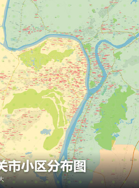 韶关市小区分布图 现代简约装饰画 办公室挂画 定制地图挂图