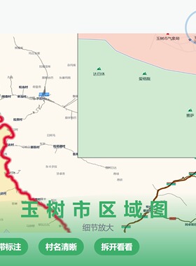 玉树市区域图 现代简约装饰画 办公室挂画 定制地图挂图