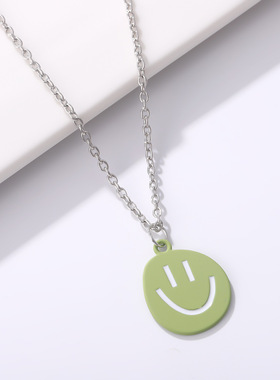 时尚小清新笑脸表情吊坠项链女学生儿童上衣配饰甜美锁骨链情侣款