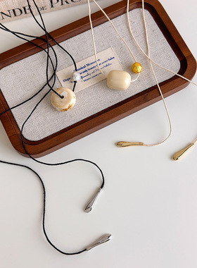 象牙白圆珠吊坠锁骨链女小众设计时尚百搭项链长款气质高级感配饰