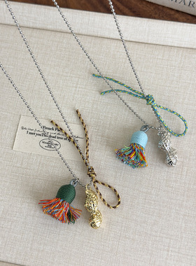 网红博主同款花生流苏项链小众设计感百搭长款毛衣链简约ins配饰