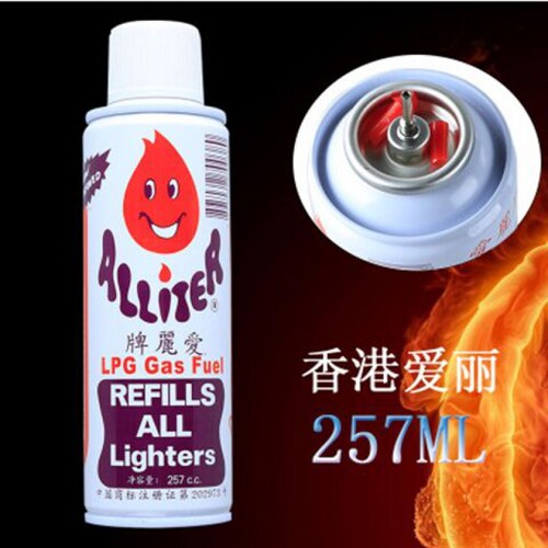 正品进口 爱丽牌气体大瓶300ML丁烷气防风明火打火机通用冲气瓶罐 - 图0