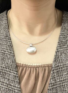 999纯银平安锁吊坠项圈小众原创极简长命锁锁骨项坠送朋友女