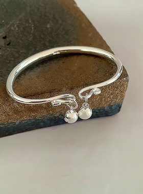 宫铃铛光面实心饰品礼物银手镯