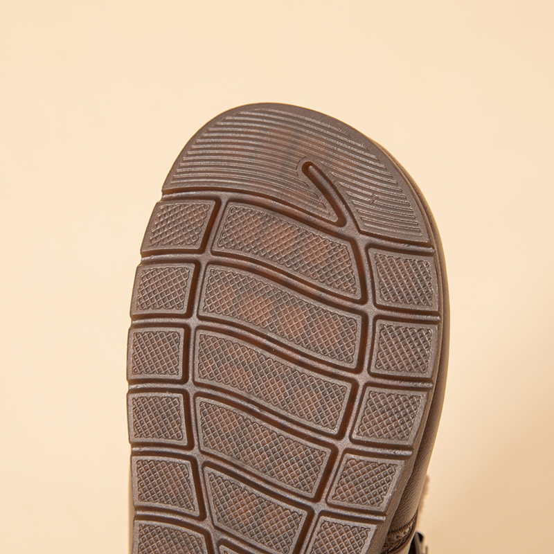 冬季妈妈棉鞋中老年牛筋软底女士舒适平底真皮保暖外穿毛毛鞋百搭 - 图2