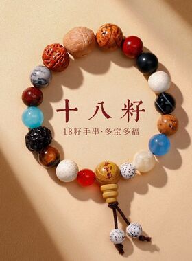 杭州灵隐十八籽多宝菩提男女手串18籽珠文玩念珠招财转运佛珠手链