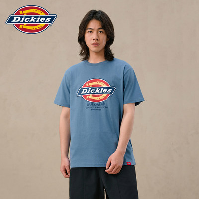 Dickies帝酷适2026年新品大logo印花夏季纯棉舒适圆领短袖T恤男款