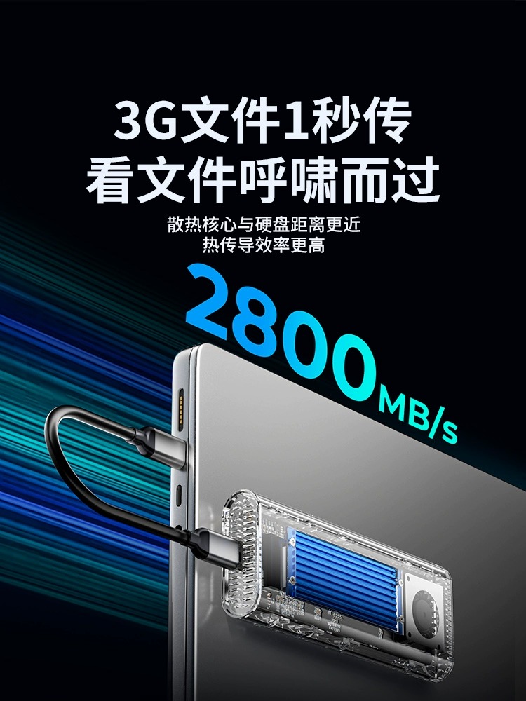 奥睿科雷电4硬盘盒m2内置散热风扇nvme固态硬盘读取器usb4外接盒-图2