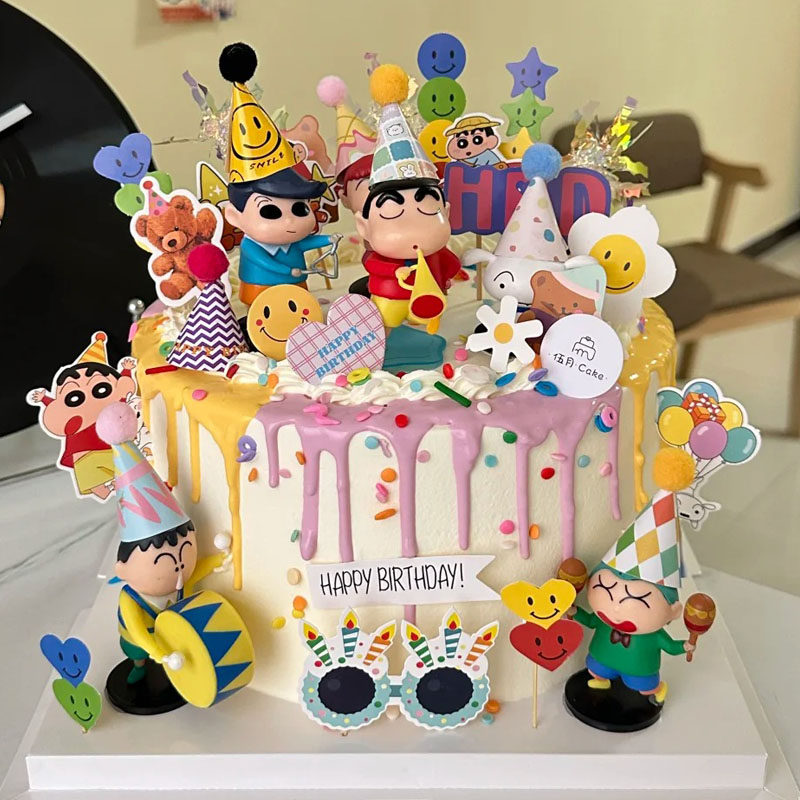 网红卡通小新蛋糕装饰摆件套装儿童生日烘焙装扮公仔家居车载摆设,淘宝优惠券,粉丝福利购,淘宝优惠卷