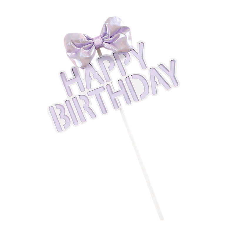 马卡龙色蝴蝶结生日快乐蛋糕插牌 小清新可爱派对甜品台装饰插件,淘宝优惠券,粉丝福利购,淘宝优惠卷