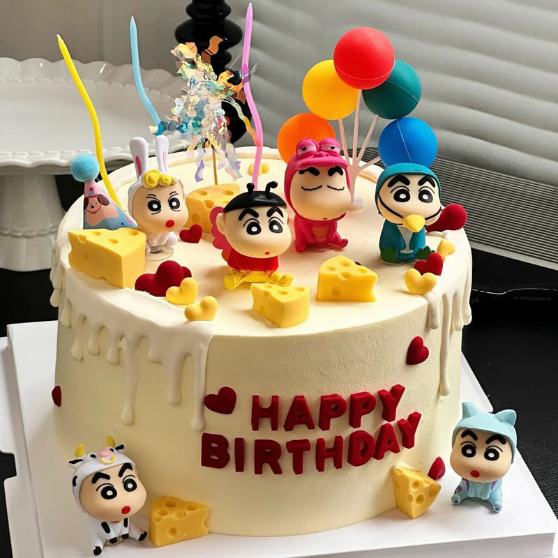 网红卡通小新蛋糕装饰摆件套装儿童生日烘焙装扮公仔家居车载摆设,淘宝优惠券,粉丝福利购,淘宝优惠卷