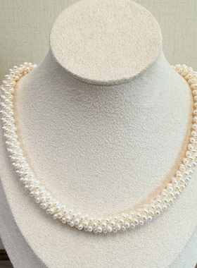 纯手工简约大气毛毛虫珍珠项链女轻奢小众高级设计感多层