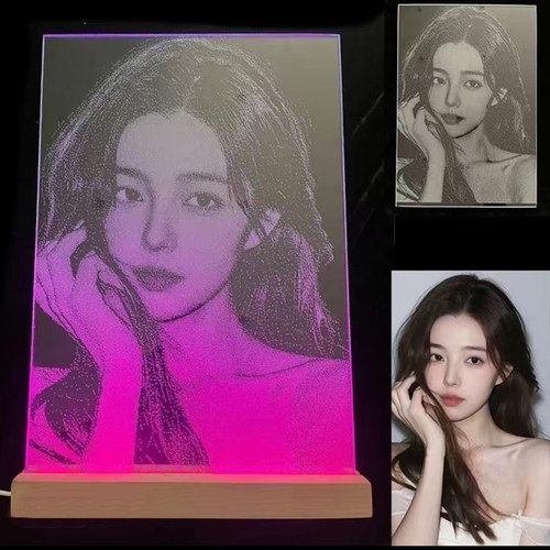 定制高级感锤子玻璃画真人照片雕刻琉璃生日礼物送老婆女朋友情侣 - 图0