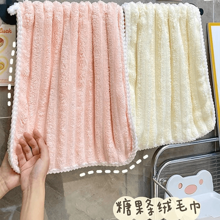 【2条】珊瑚绒毛巾女生洗脸洗澡用加厚擦头发吸水不掉毛家用