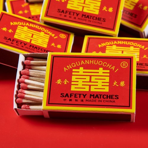 老式安全火柴喜庆婚礼洋火老式火柴100盒复古野外户外点火火材 - 图0