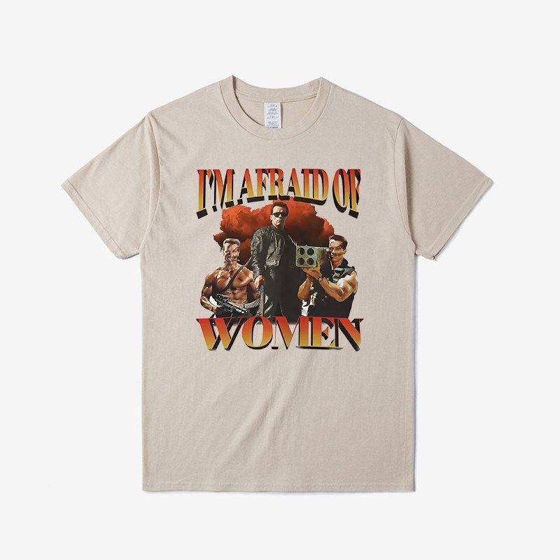 I'm Afraid of Women我害怕女人哥特式时尚圆领短袖健身复古棉T恤,淘宝优惠券,粉丝福利购,淘宝优惠卷
