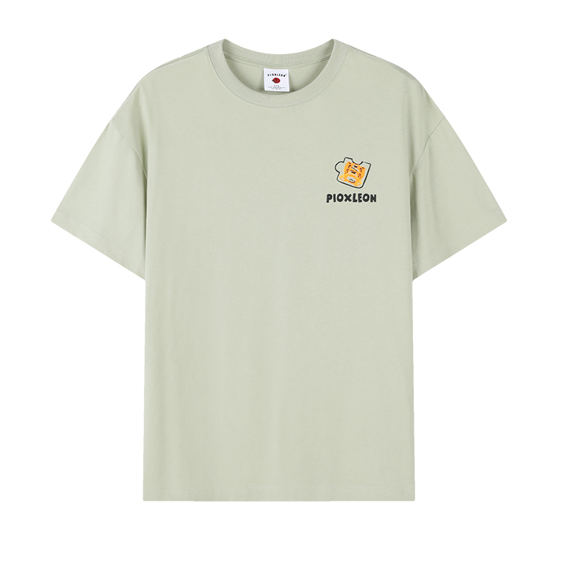 兔先森夏季圆领短袖男潮流宽松后背老虎拼图印花纯棉T恤男装半袖,淘宝优惠券,粉丝福利购,淘宝优惠卷