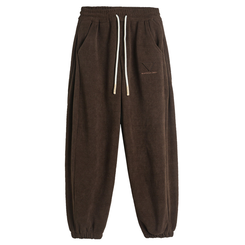 兔先森冬季日系质感雪尼尔加绒加厚束脚卫裤男抽绳式松紧腰休闲裤,淘宝优惠券,粉丝福利购,淘宝优惠卷