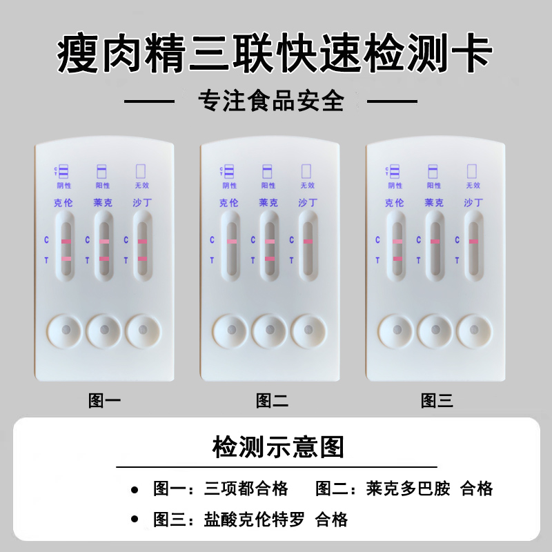 克伦特罗莱克多巴胺沙丁胺醇三联检测卡猪牛羊尿液肉检试纸条宇翔 - 图0