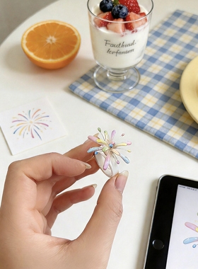 hahaha原创设计粘土可旋转烟花创意手工diy戒指新年礼物食指戒萌