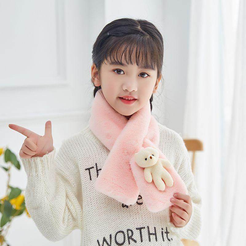 儿童围巾冬季小孩可爱卡通保暖加厚小熊毛绒围脖女韩版交叉毛毛潮,淘宝优惠券,粉丝福利购,淘宝优惠卷