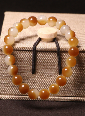 苏州和玉缘新疆和田玉8mm且末金山糖白圆珠男女同款手串苏工工艺