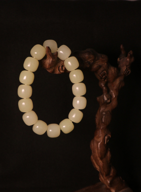 苏州和玉缘新疆和田玉若羌黄口料13*14mm手串男女同款苏工工艺