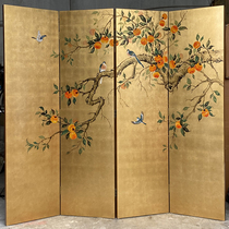 Chinese folding screen partition living room Xuanguan folding decorative retro gold leaf folding screen office bedroom Feng Shui Lacquer custom