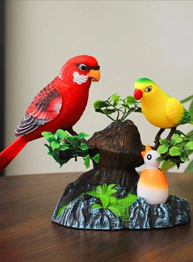 仿真声控小鸟摆件可爱儿童装饰品