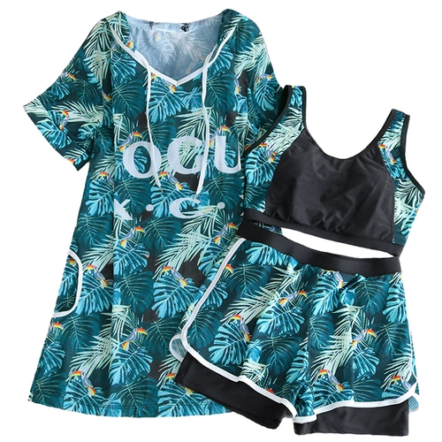 Раздельный купальник, лонгслив, комплект, большой размер, по фигуре, свободный крой, 3 предмета